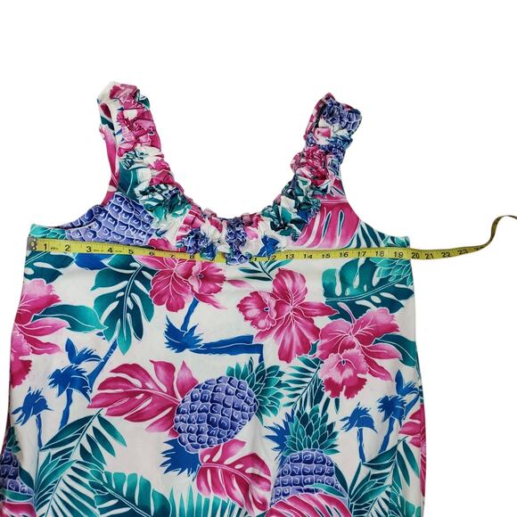 Vintage 70s Hilo Hattie Shift Sun Dress Size M Ruffle Sleeveless Pockets Cotton - Picture 12 of 13